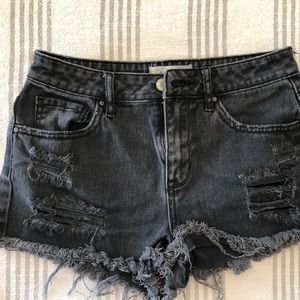 High rise denim shorts